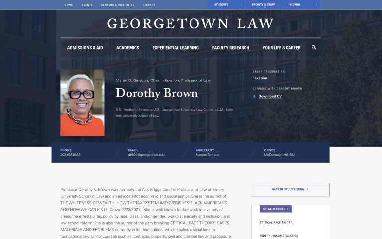 A faculty profile on the Georgetown Law website