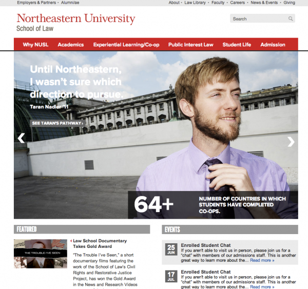 webpage of Northeastern University