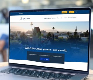 The SJSU Online website displayed on a laptop