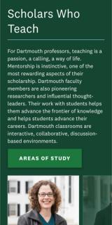 Dartmouth's Scholars Who Teach page displayed on a mobile device