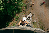 A student rock climbing ans seen from above