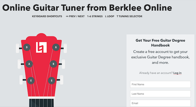 Screenshot of Berklee Online Guitar Tuner