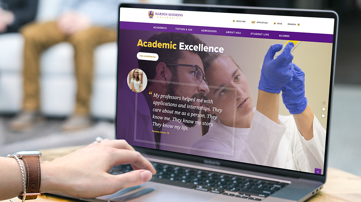 Hardin Simmons higher ed web design on the laptop