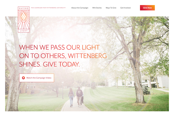 Wittenberg University campaign website homepage