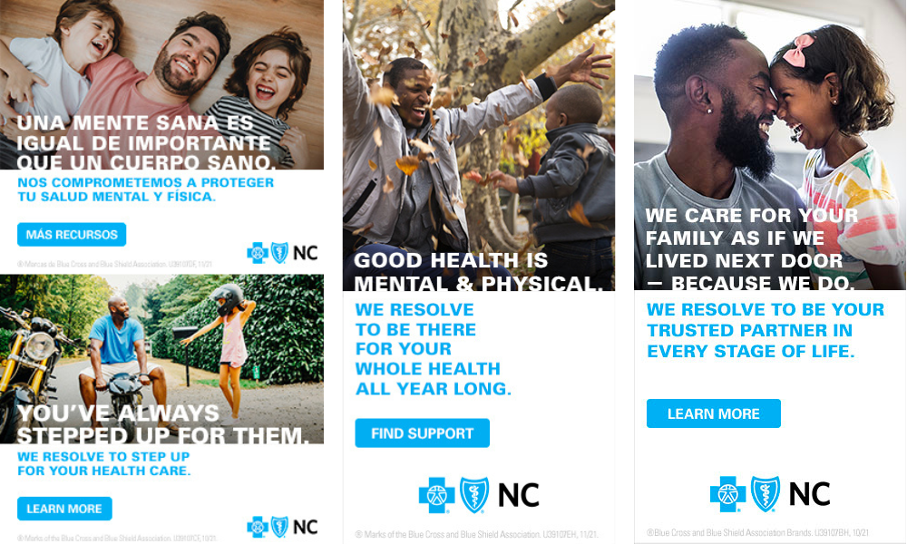 Blue Cross Blue Shield North Carolina advertising examples