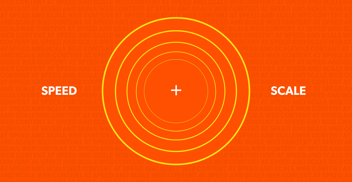 Speed + Scale on opposing sides of a circle with a plus sign in the middle