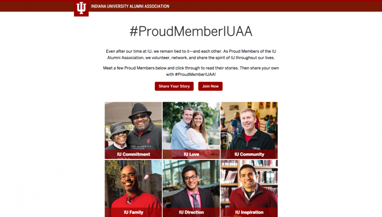 image of Indiana University alumni page