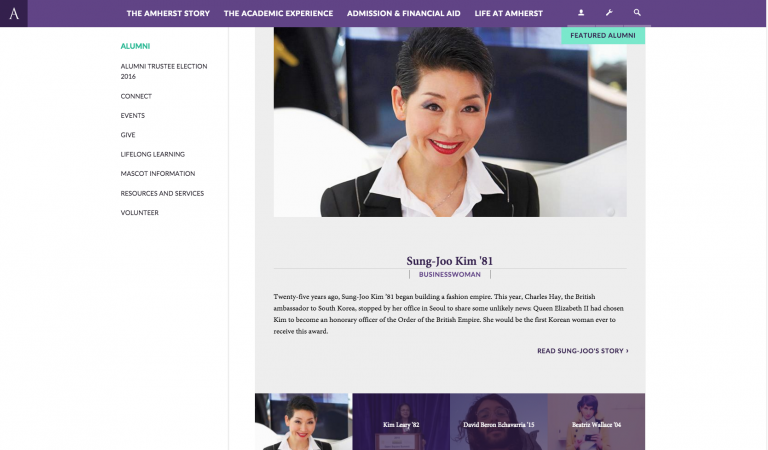 image of Amherst College's Alumni page