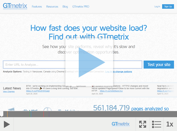 A screenshot of the GTMetrix tool