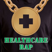 The Healthcare Rap logo, a gold chain with a medical cross cut-out in the pendant on the chain