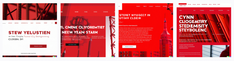 An AI-generated image based on the prompt: “a homepage with a modern design aesthetic and the main color of red for a university in New York City focused on STEM”