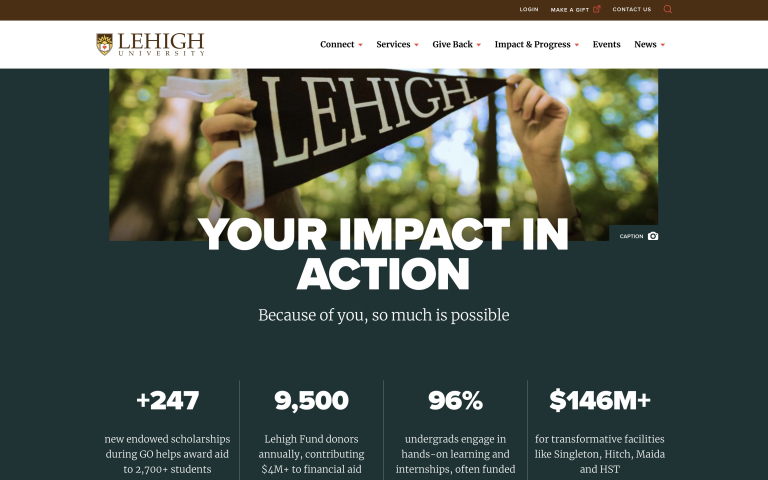 The Lehigh alumni site homepage