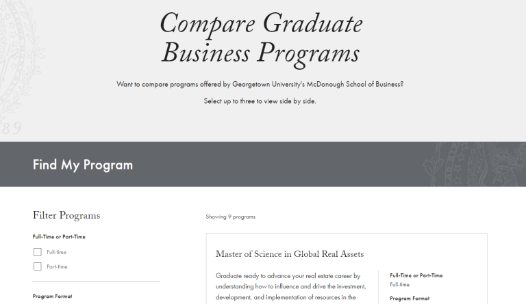 The McDonough School of Business website