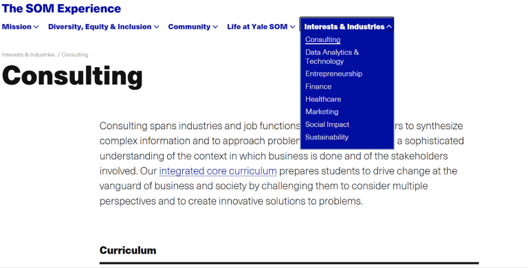 The Yale School of Management website
