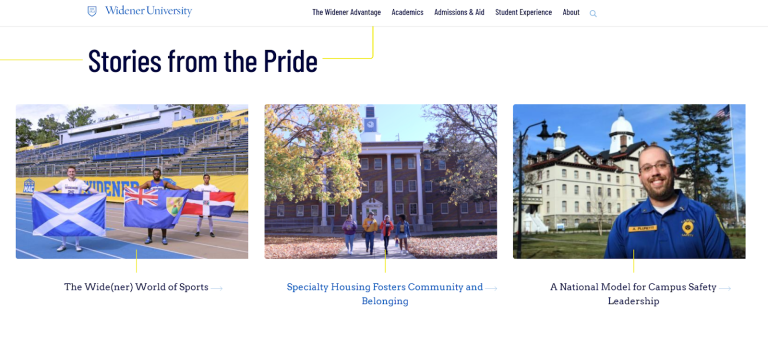The "Stories from Pride" section of the Widener website