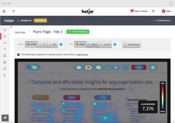 image of Hotjar site
