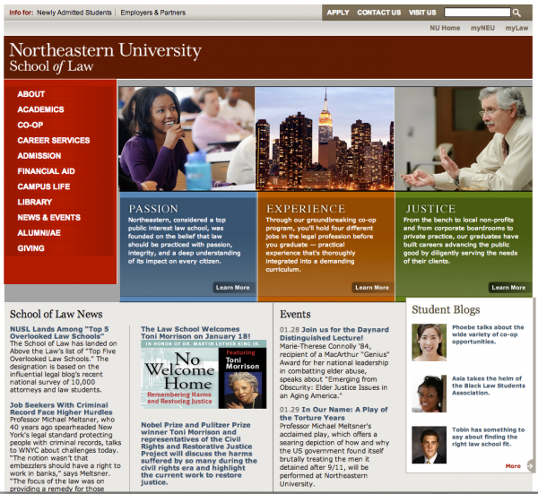 webpage of Northeastern University