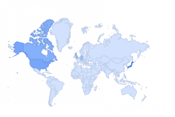 map of the globe, North America in darker color