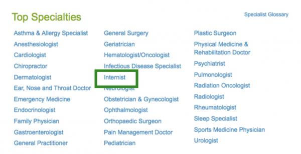 image of WebMD brows interface