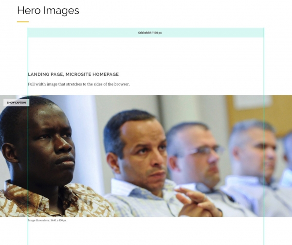 A photo of four men sitting side by side with a box overlayed on top displaying the appropriate dimensions for the photo