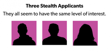 A graph that says "Three Stealth Applicants: they all have the same level of interest"