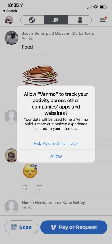 An example of an Apple in-app privacy notification