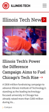 The Illinois Tech website displayed on a mobile device