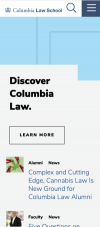 The Columbia Law School homepage displayed on a mobile device