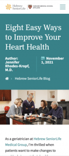 A Hebrew SeniorLife blog post displayed on a mobile device