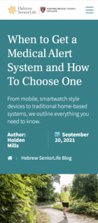 A Hebrew SeniorLife blog post displayed on a mobile device