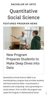 Dartmouth's Quantitative Social Science page displayed on a mobile device