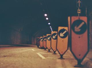 lane merge road signs