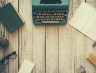 hipster table with typewriter