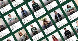 A collage of Dartmouth Student Profiles on mobile devices