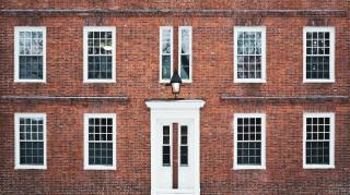 brick building at harvard representing higher education content strategy