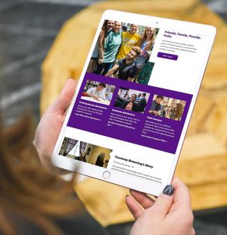 The Hardin-Simmons website displayed on a tablet device