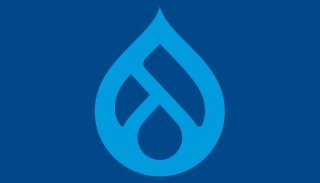 The Drupal Logo on a blue background