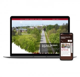 The St. Lawrence University Website Displayed on a Laptop and an iPhone