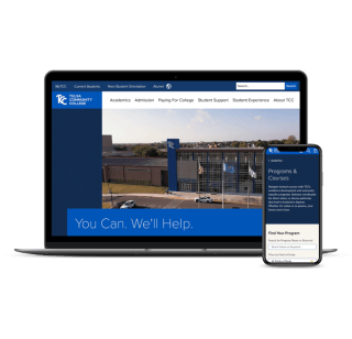 The Tulsa Community College website displayed on a laptop and a mobile device