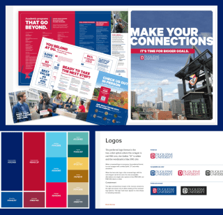Some branding examples taken from the Duquesne website redesign project