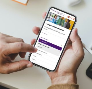 The Francis Tuttle Career Center website, depicted on a mobile device