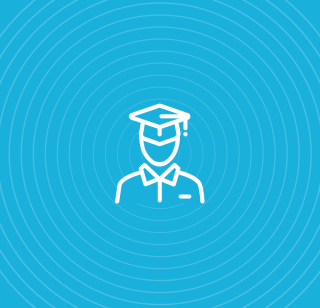 An icon with a person wearing a cap and gown