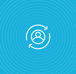 A user icon with two arrows surrounding it in a circle