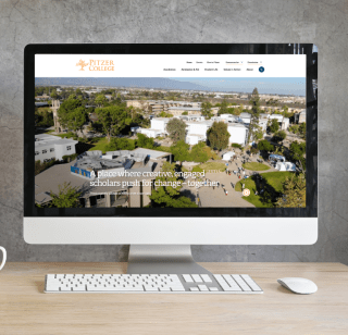 The Pitzer college Homepage displayed on a Mac