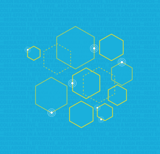A honeycomb pattern on a blue background