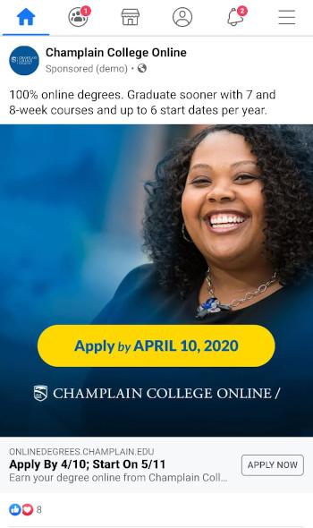 Champlain Facebook ad